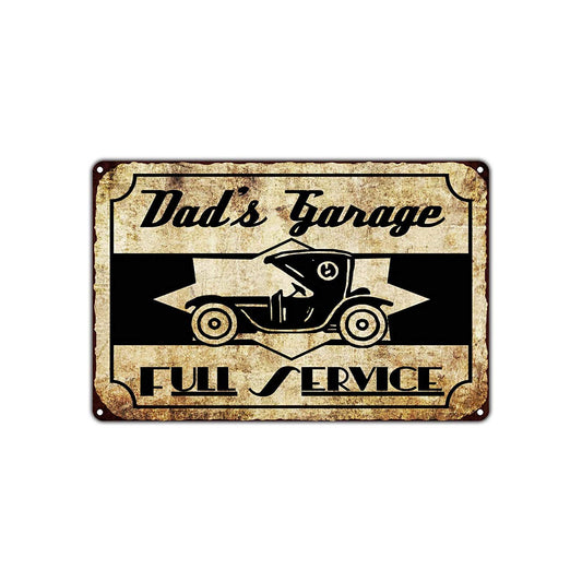 Dad's Garage Full Service Novelty Vintage Retro Wall Decor Art Shop Man Cave Bar Garage Aluminum