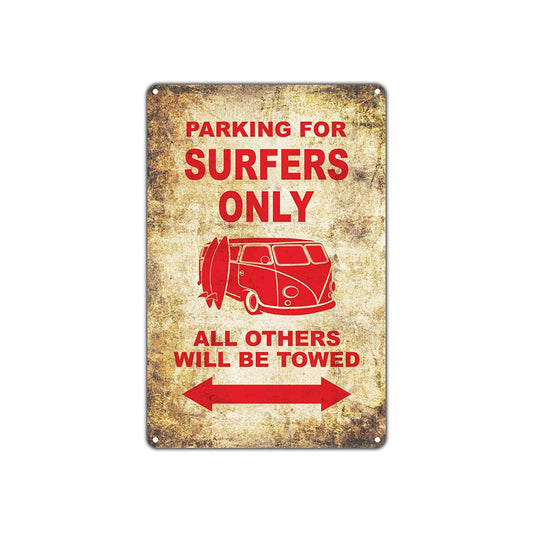 Parking For Surfers Only All Others Will Be Towed Vintage Retro Wall Decor Store Garage Aluminum