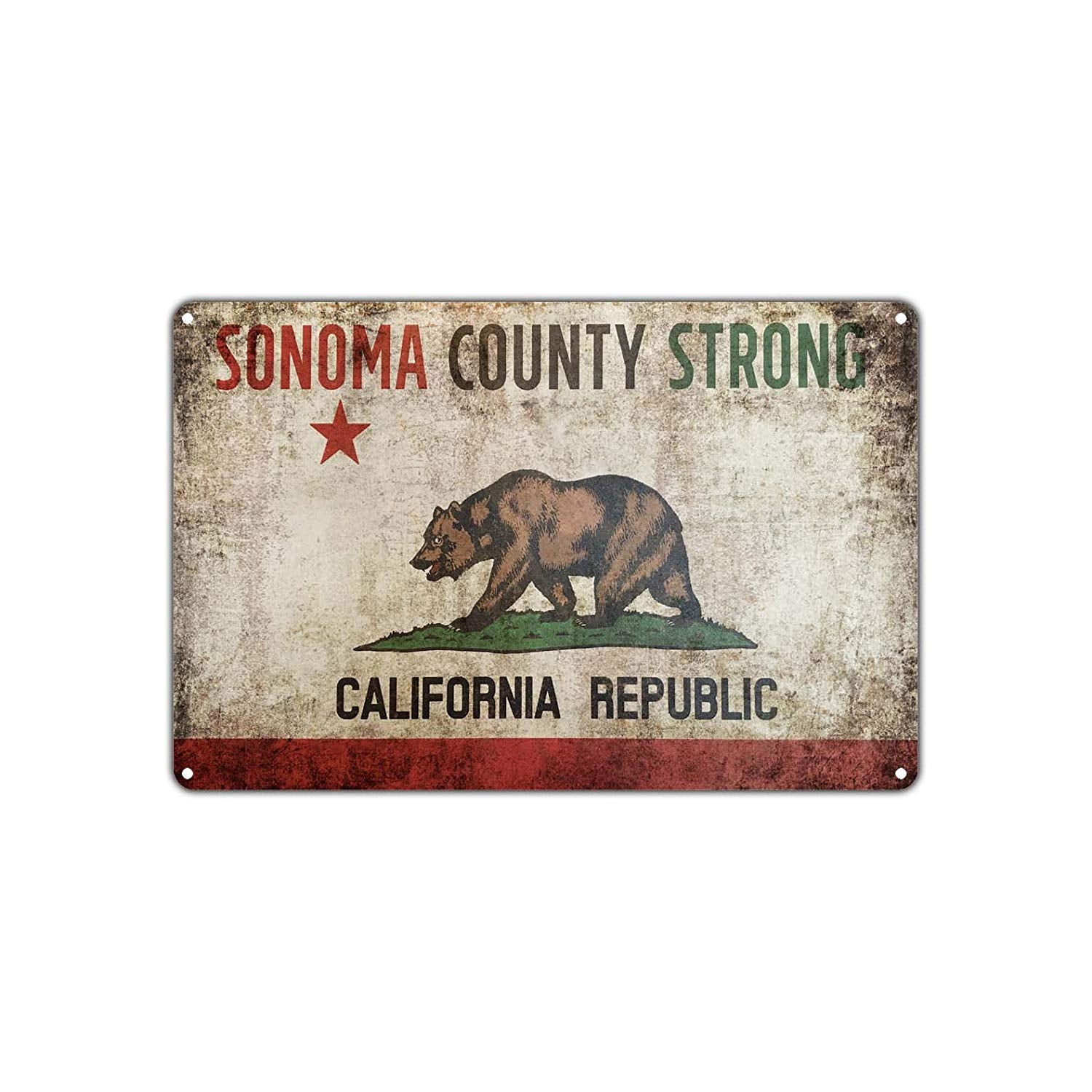 Sonoma County Strong California Republic Vintage Retro Decor Wall Art Shop Bar Aluminum