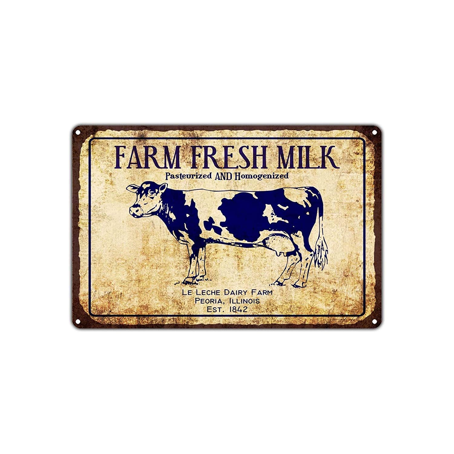 Pasteurized and Homogenized Farm Fresh Milk Le Leche Dairy Illinois 1842 Vintage Decor Art Aluminum