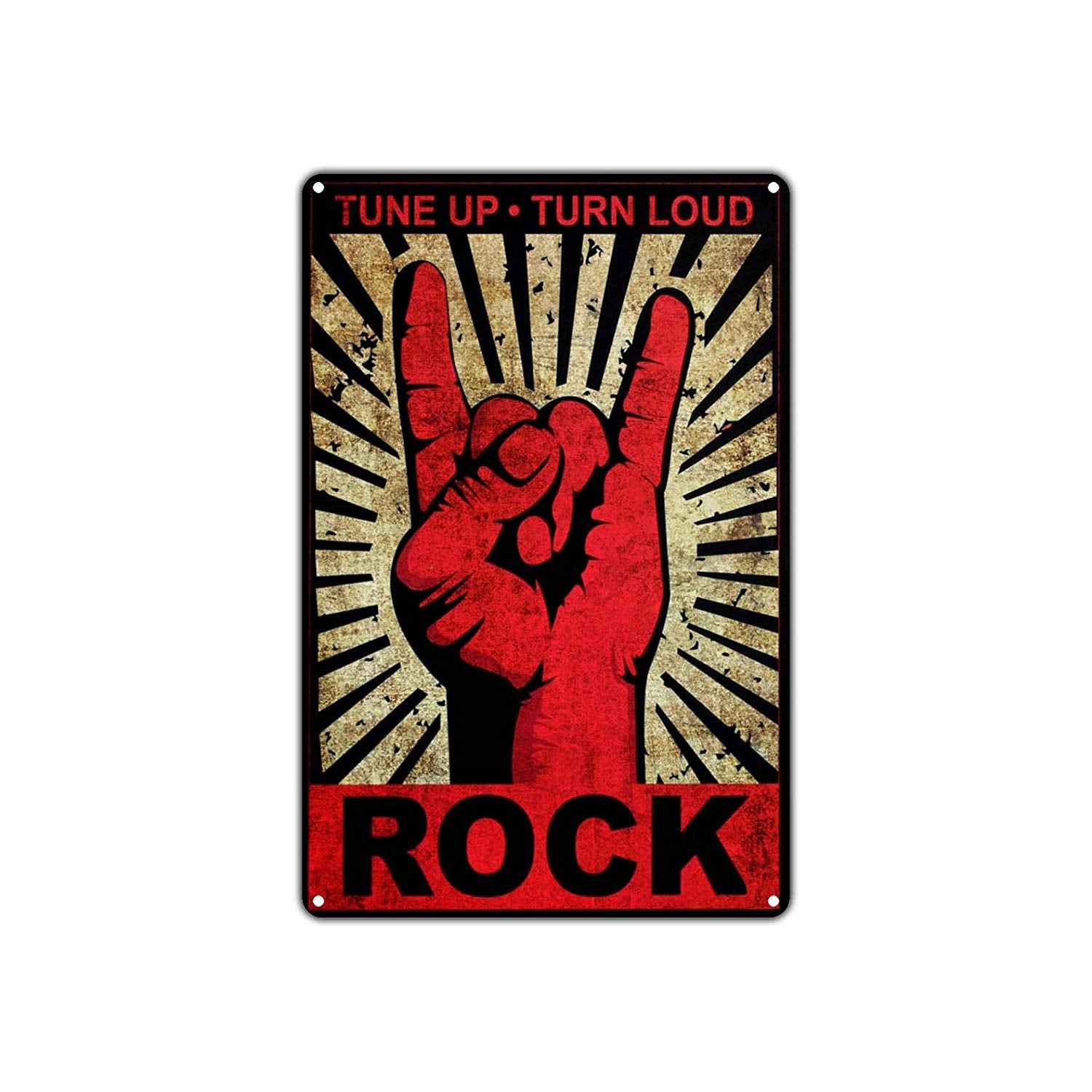 Rock And Roll Tune Up Turn Loud Music Vintage Retro Wall Decor Art Shop Man Cave Garage Aluminum