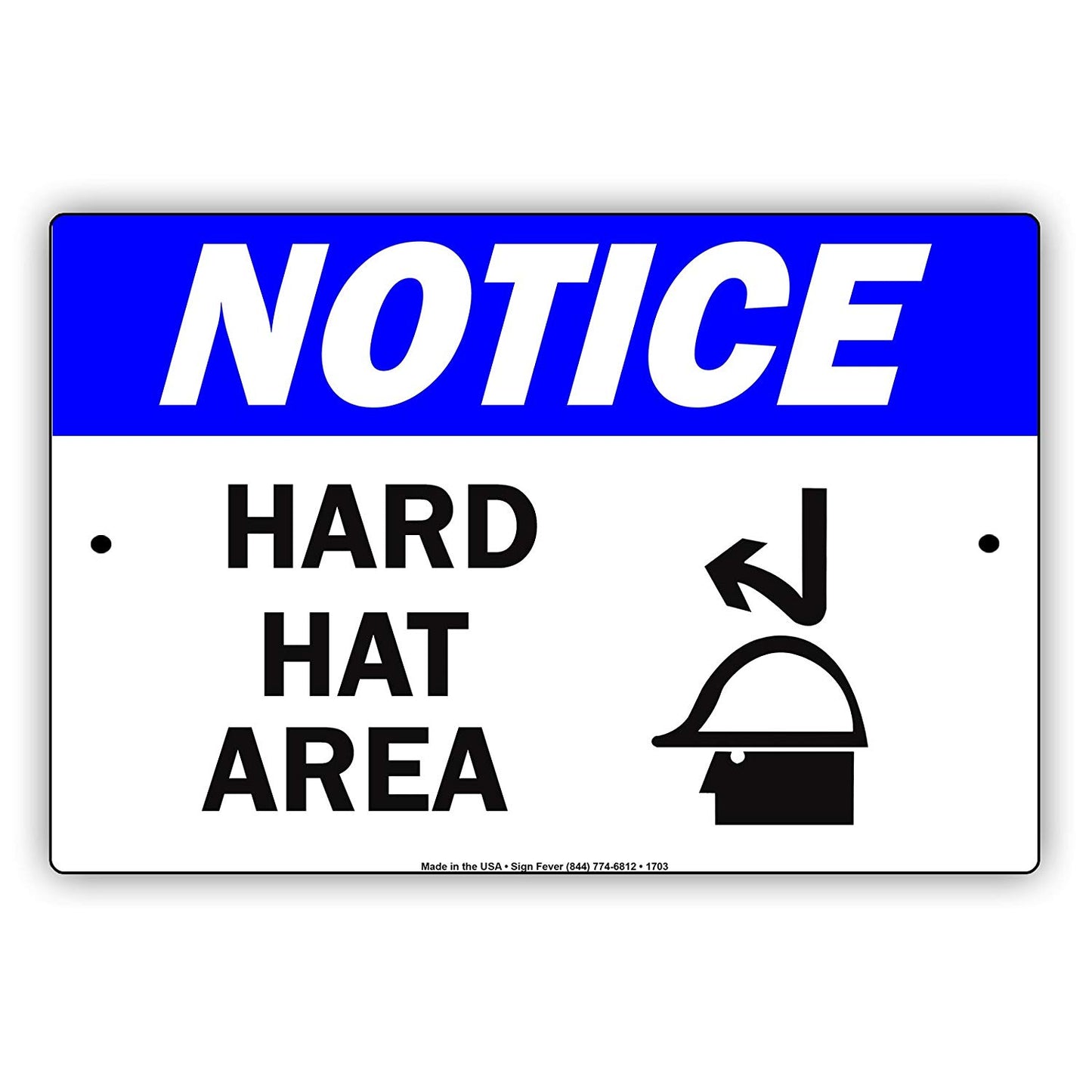 Notice Hard Hat Area Safety Protection Alert Caution Danger Labor Warning Construction Aluminum