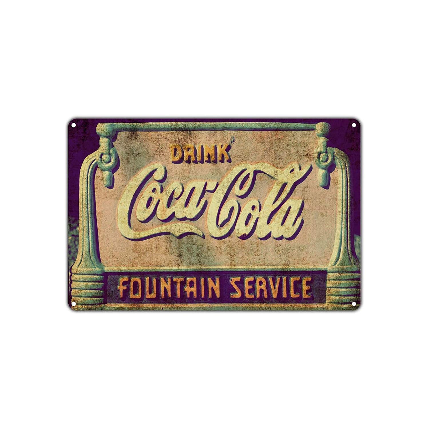 Drink Coca Cola Fountain Service Soda Restaurant Retro Wall Decor Art Shop Man Cave Garage Aluminum