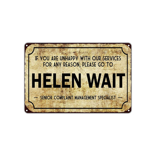 Helen Wait Senior Complaint Management Specialist Services Vintage Retro Wall Decor Art Aluminum