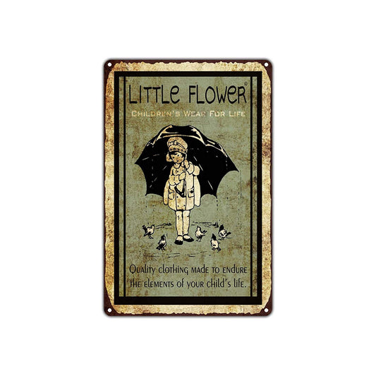 Little Flower Children's Wear For Life Brand Advertisement Vintage Retro Wall Decor Shop Aluminum