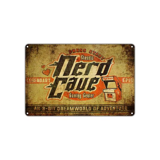 Press Start For Legendary Epic Nerd Cave Gaming Center Vintage Retro Decor Wall Art Shop  Aluminum