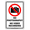 No Photography No Video Recording With Graphic Restriction Caution Alert Warning Notice Aluminum