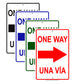 One Way Una Via Right Arrow Bilingual Door Notice Alert Strictly Prohibited Aluminum Metal Sign Plate