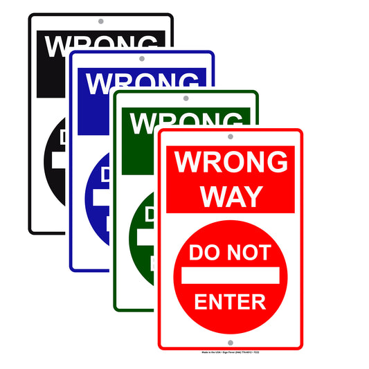 Notice Wrong Way Do Not Enter Alert Caution Restriction Aluminum Metal Sign Plate