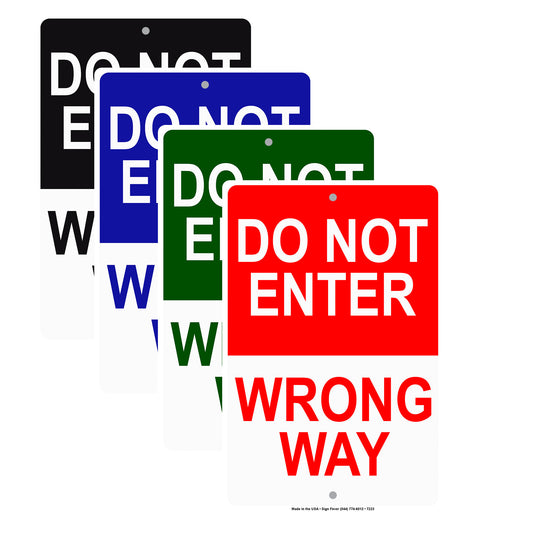 Do Not Enter Wrong Way Alert Notice Restriction Strictly Prohibited Aluminum Metal Sign Plate
