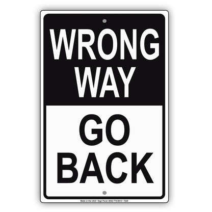 Wrong Way Go Back Do Not Enter Restriction Strictly Prohibited Aluminum Metal Sign Plate