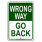 Wrong Way Go Back Do Not Enter Restriction Strictly Prohibited Aluminum Metal Sign Plate