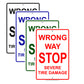 Wrong Way Stop Severe Tire Damage Alert Strictly Prohibited Aluminum Metal Sign Plate