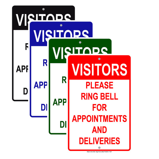 Visitors Please Ring Bell For Appointments And Deliveries Aluminum Metal Sign Plate