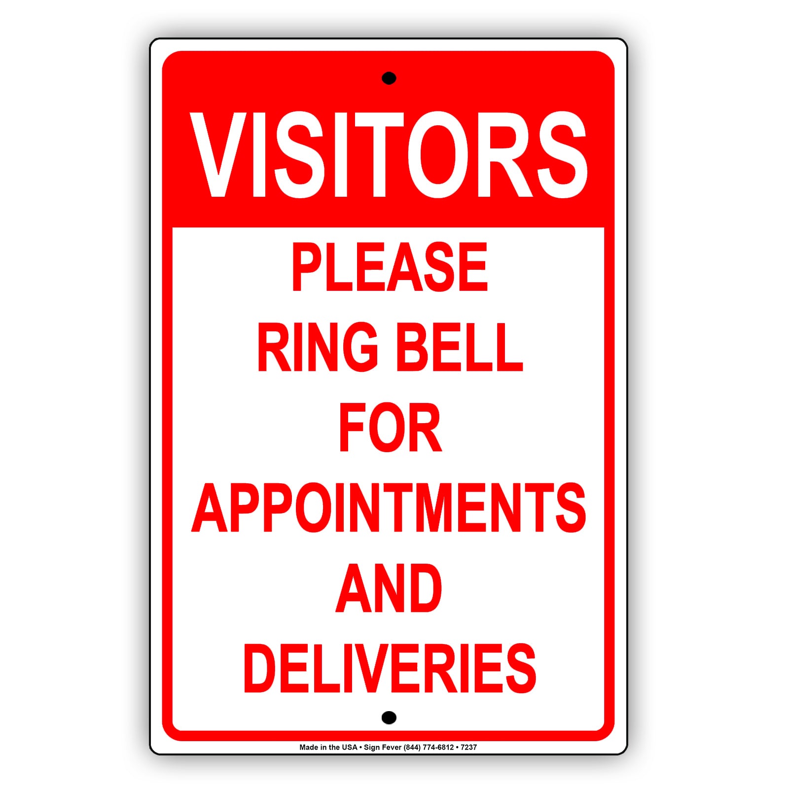 Visitors Please Ring Bell For Appointments And Deliveries Aluminum Metal Sign Plate