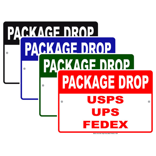 Package Drop USPS UPS FedEx Post Office Aluminum Metal Sign Plate