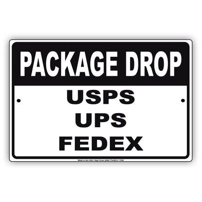 Package Drop USPS UPS FedEx Post Office Aluminum Metal Sign Plate