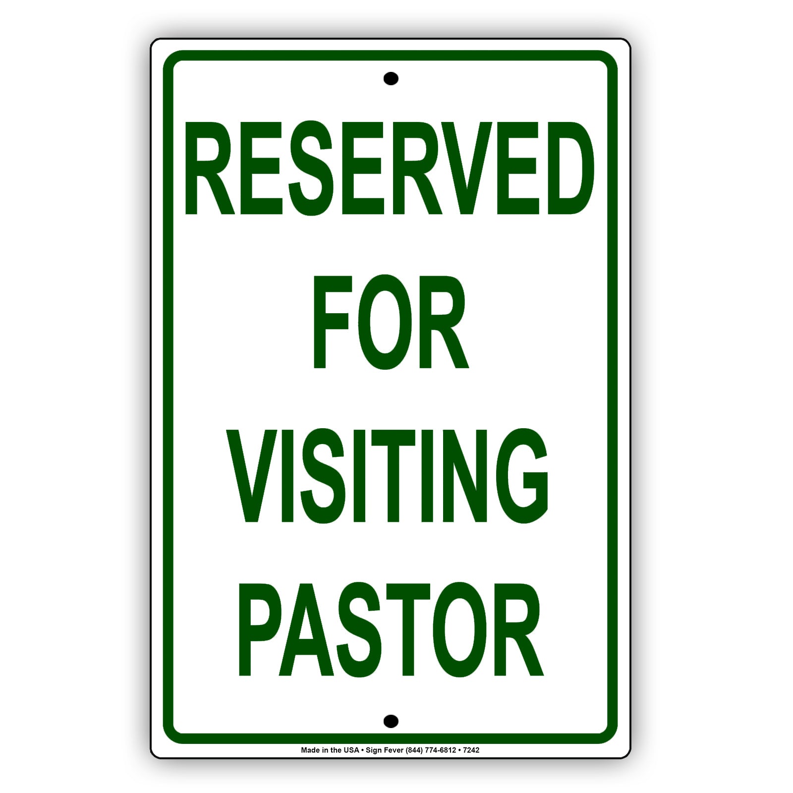 Reserved For Visiting Pastor Welcome To Our Church Street Road Aluminum Metal Sign Plate