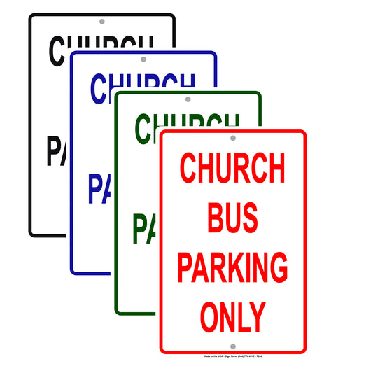 Church Bus Parking Only All Others Will Be Towed Aluminum Metal Sign Plate
