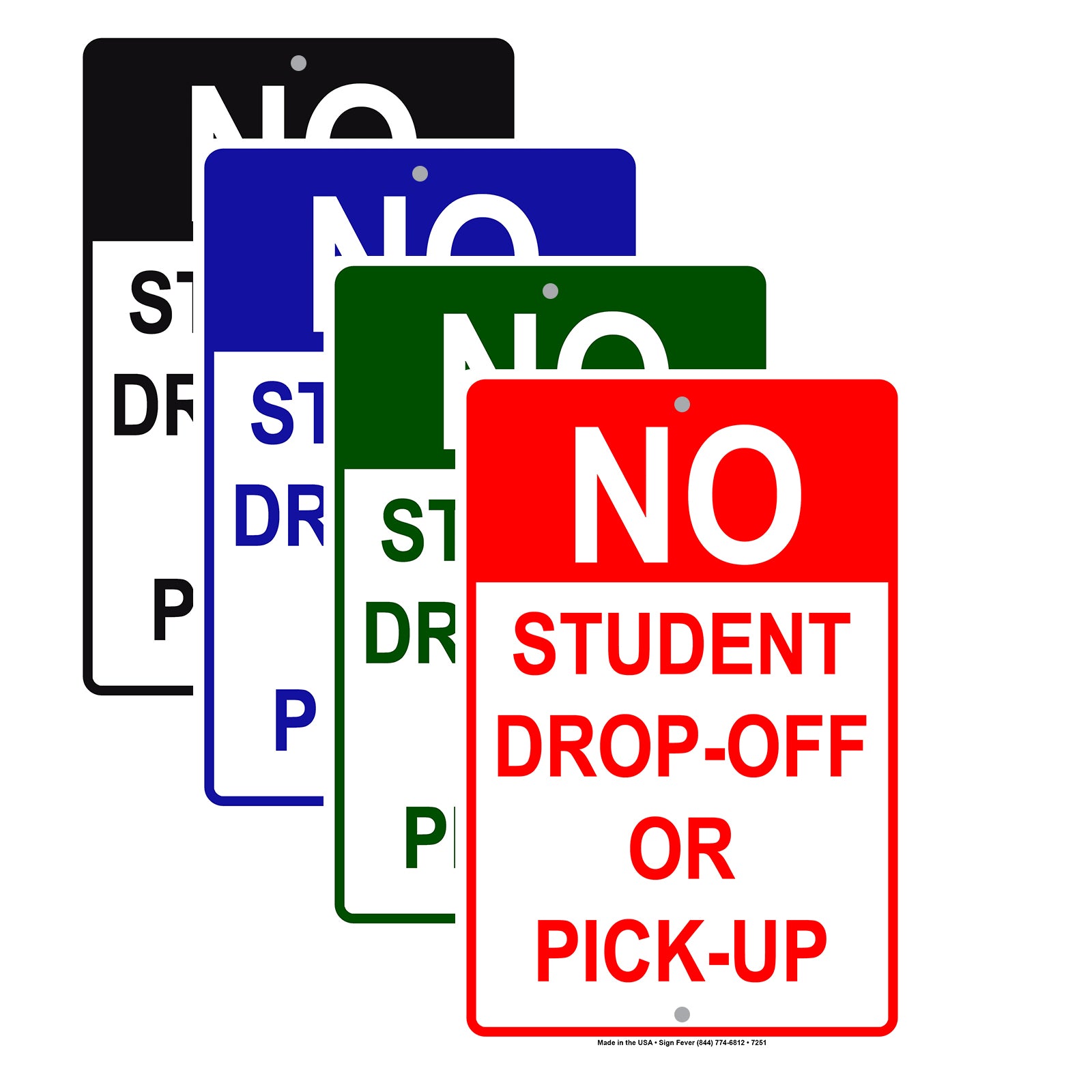 No Student Drop-Off Or Pick-Up Aluminum Metal Sign Plate