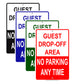Guest Drop-Off Area No Parking Any Time Aluminum Metal Sign Plate