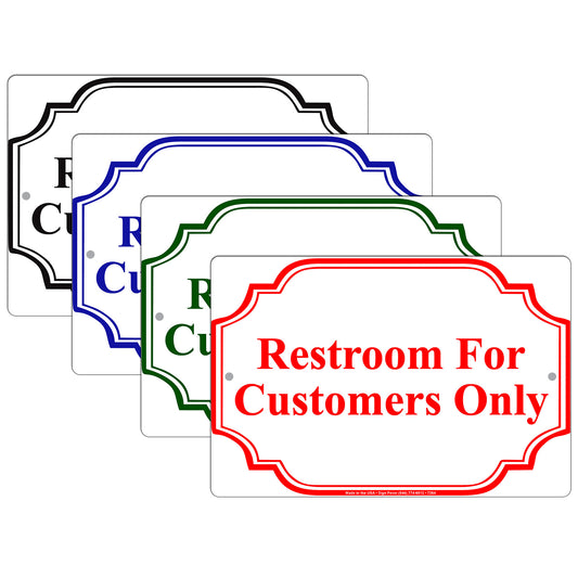 Restroom For Customers Only Reserved Room Notice Aluminum Metal Sign Plate