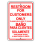 Restroom For Customers Only Please Help Keep It Clean Bilingual Aluminum Metal Sign Plate