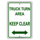 Truck Turn Area Keep Clear Alert Notice Follow The Rules Aluminum Metal Sign Plate