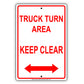 Truck Turn Area Keep Clear Alert Notice Follow The Rules Aluminum Metal Sign Plate