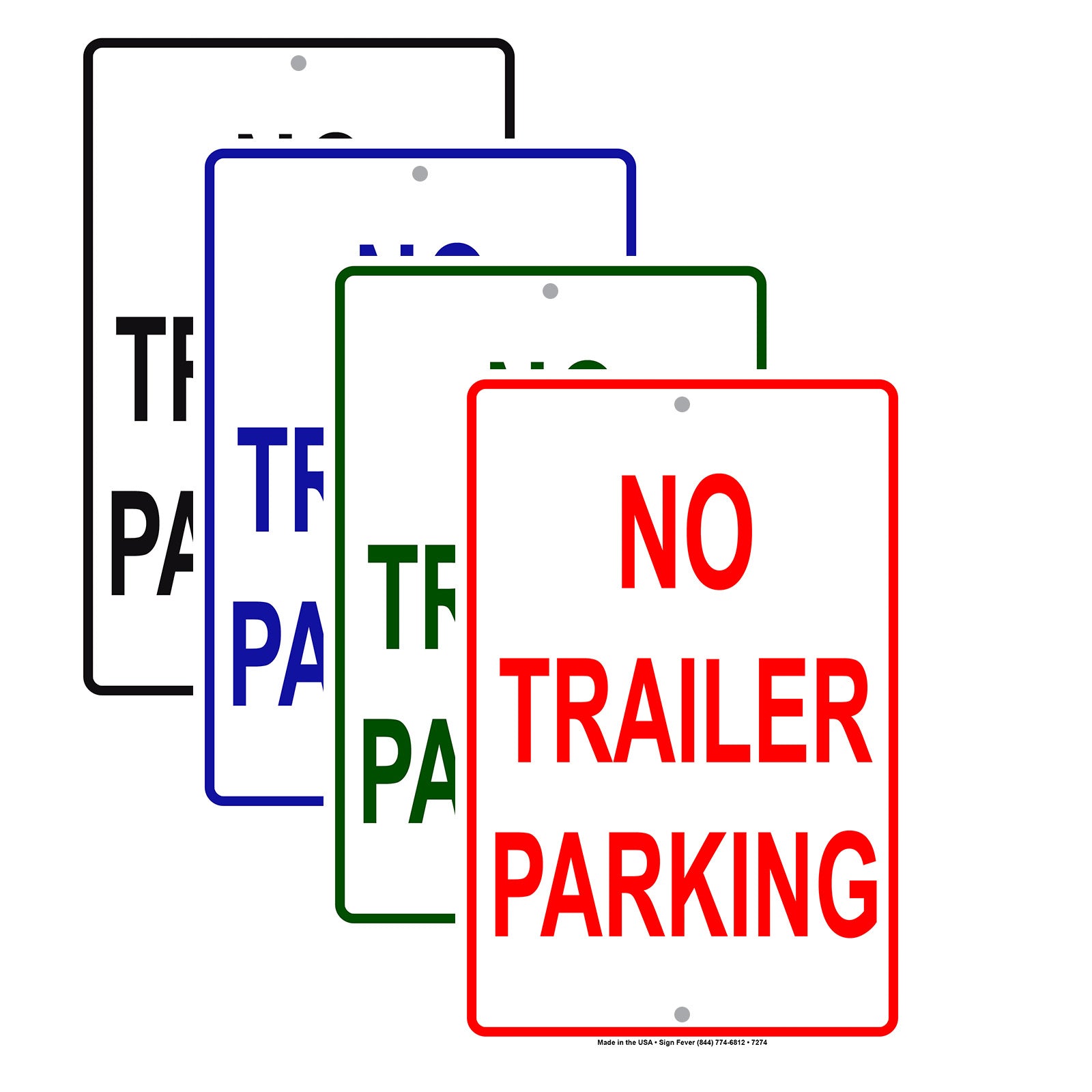 No Trailer Parking Reserved Parking Aluminum Metal Sign Plate