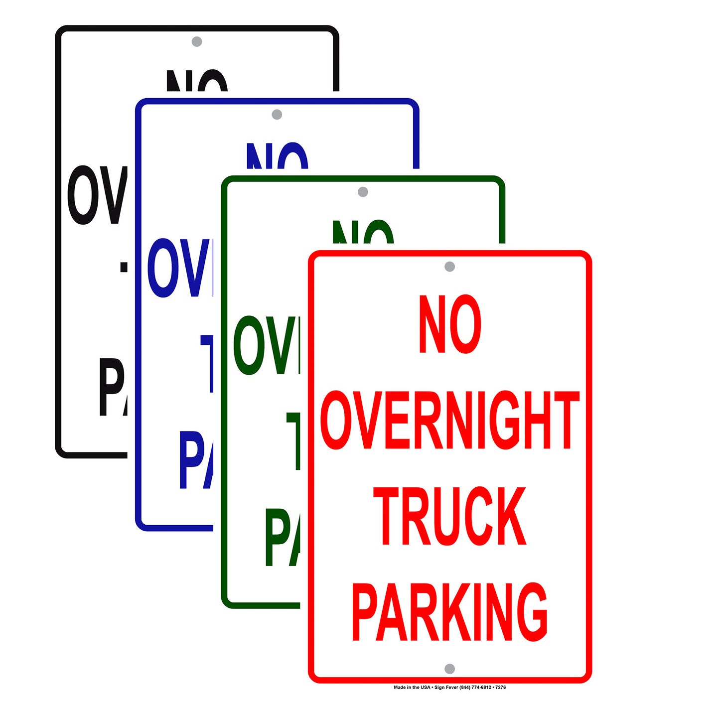 No Overnight Truck Parking Restriction Strictly Prohibited Aluminum Metal Sign Plate