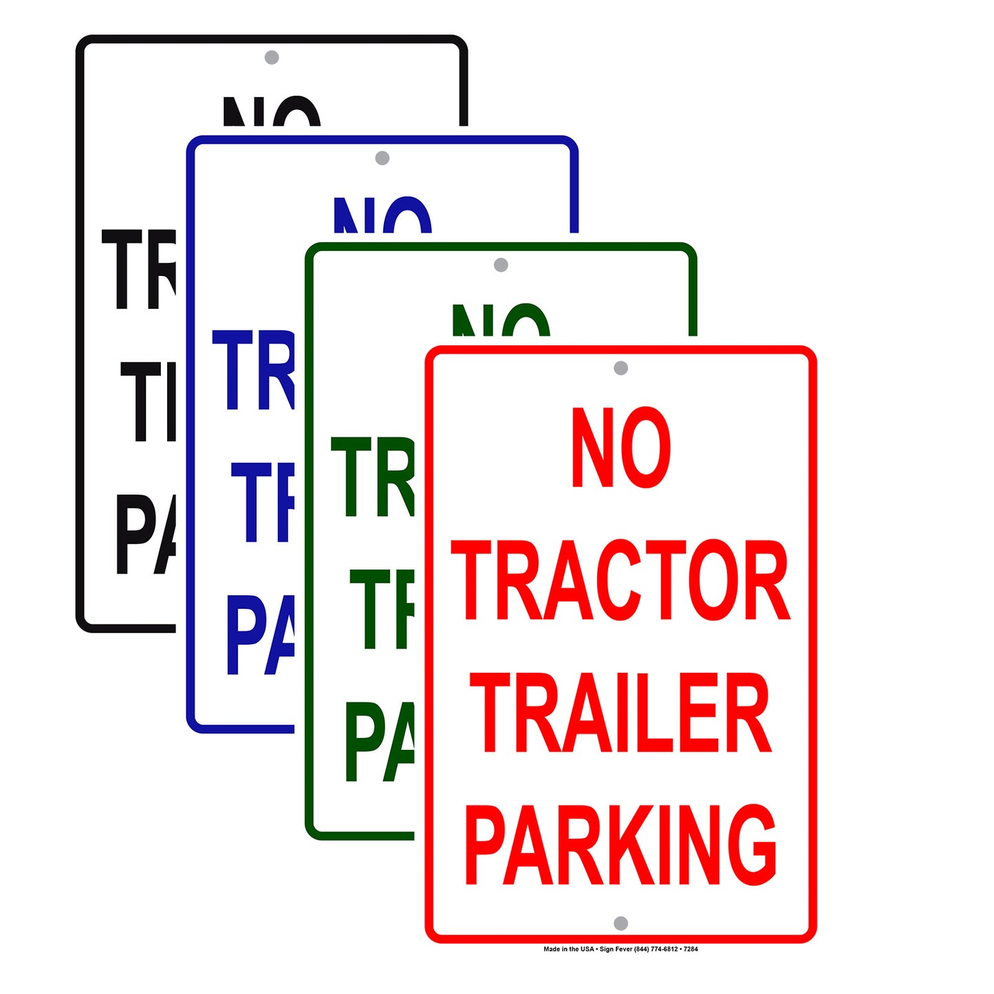 No Tractor Trailer Parking Restriction Prohibited Aluminum Metal Sign Plate