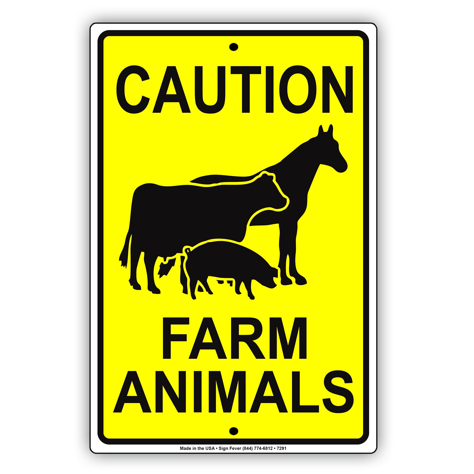 Caution Farm Animals Field Agricultural Area Aluminum Metal Sign Plate