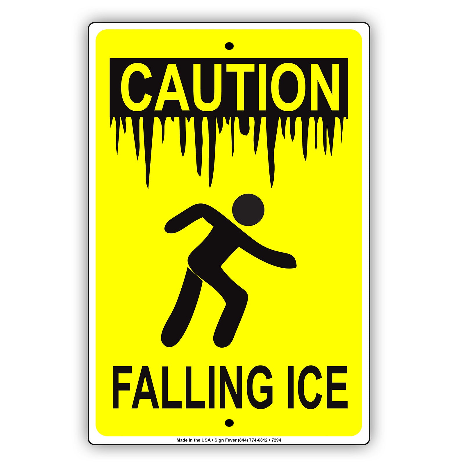 Caution Falling Ice Alert Notice Danger No Entry Strictly Prohibited Aluminum Metal Sign Plate