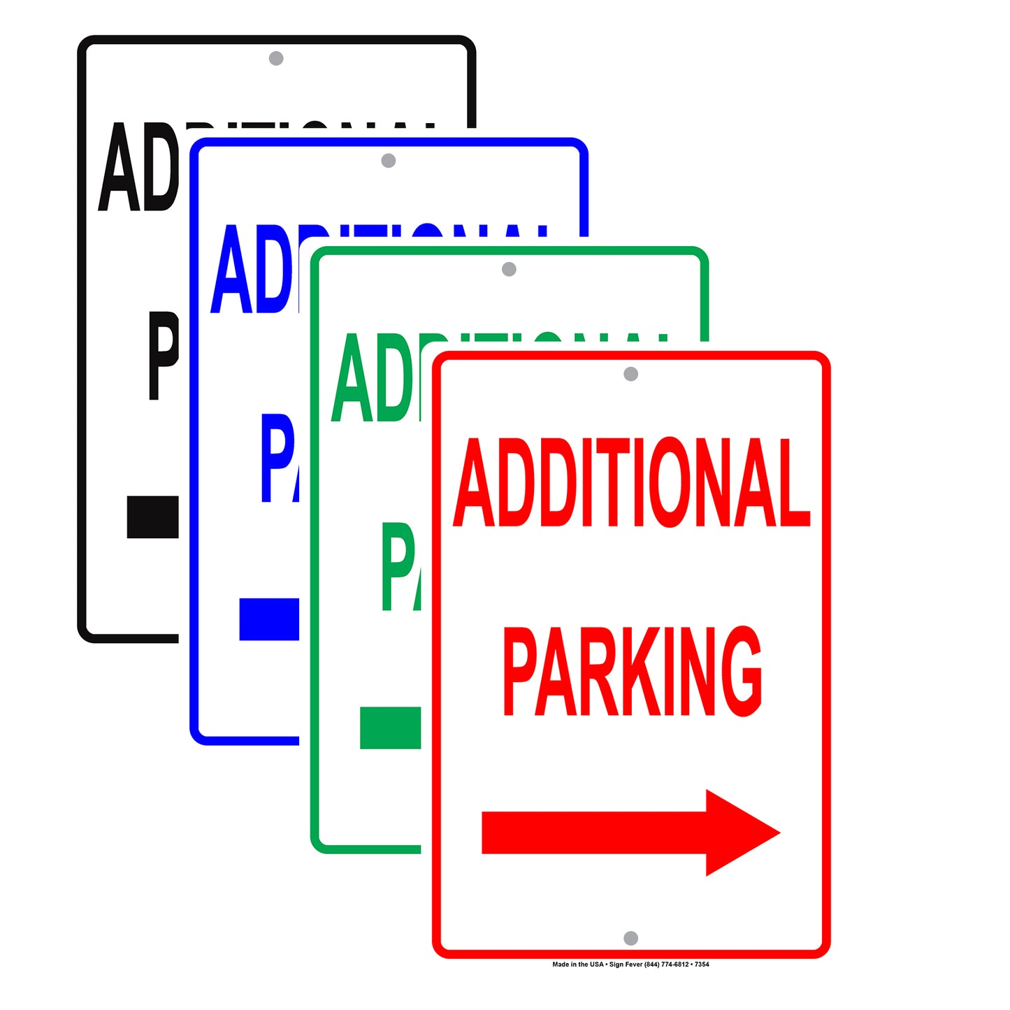 Additional Parking With Right Arrow Behind Building Aluminum Metal Sign Plate