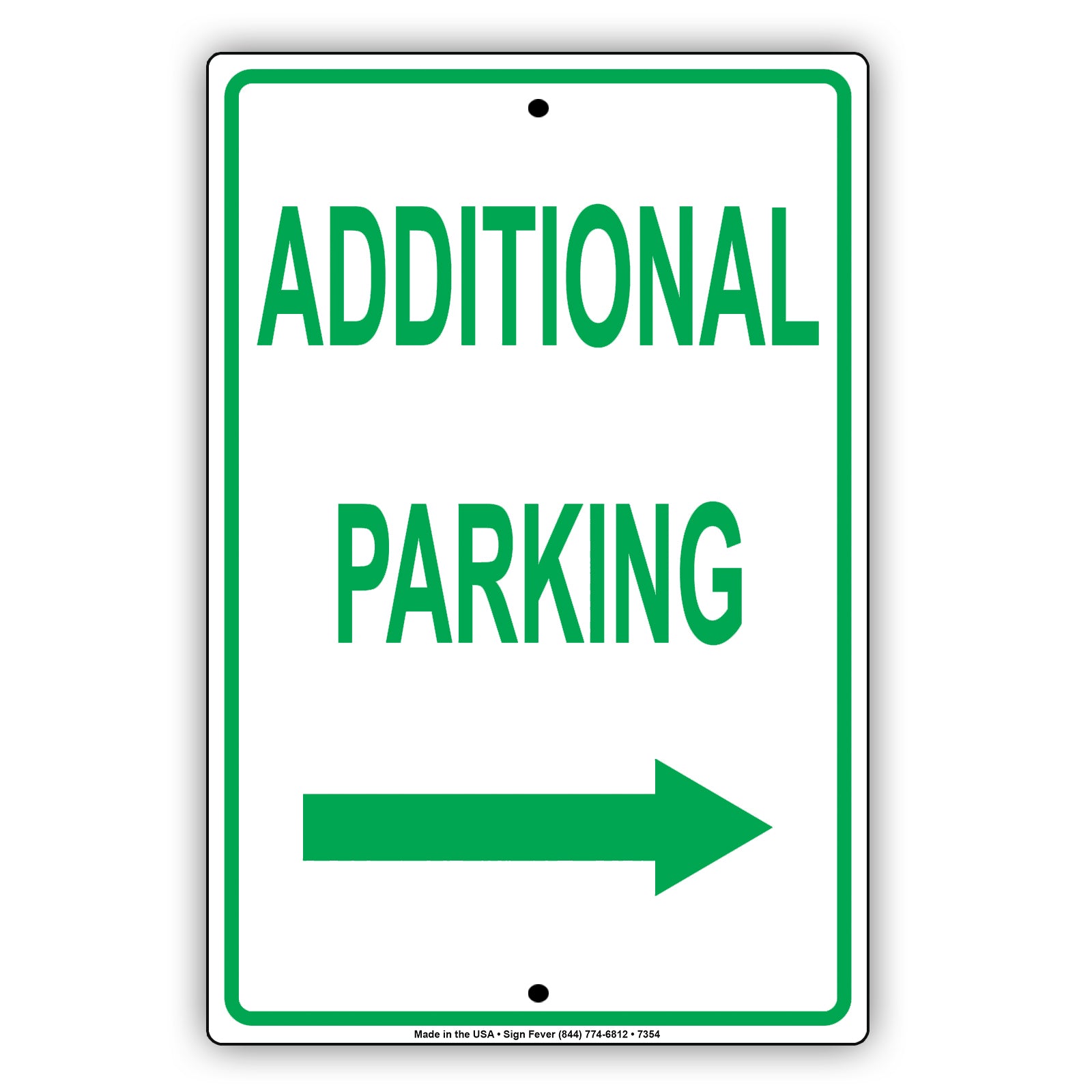Additional Parking With Right Arrow Behind Building Aluminum Metal Sign Plate