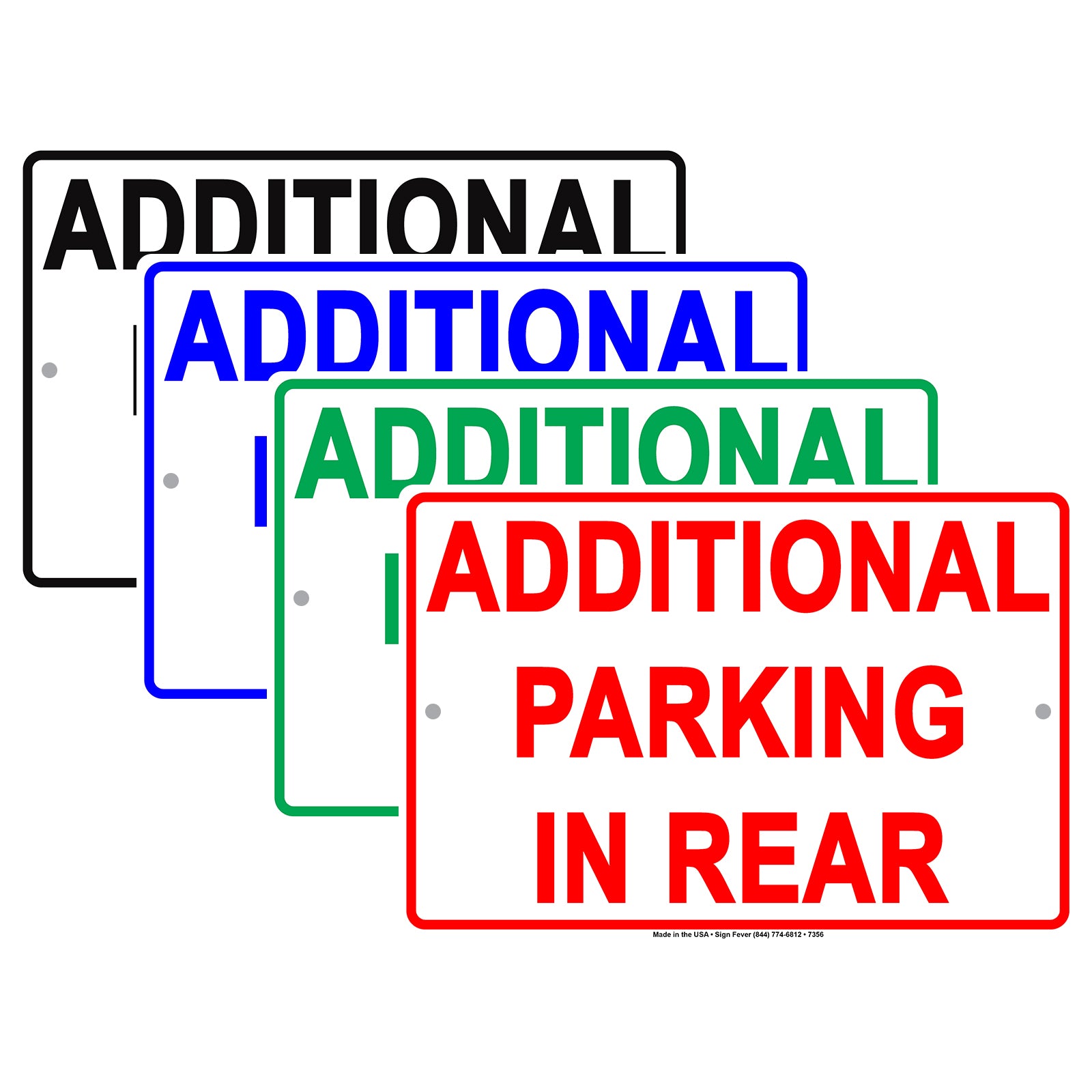 Notice Additional Parking In Rear Behind Building Aluminum Metal Sign Plate