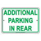Notice Additional Parking In Rear Behind Building Aluminum Metal Sign Plate