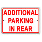 Notice Additional Parking In Rear Behind Building Aluminum Metal Sign Plate