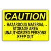 Caution Hazardous Material Storage Area Unauthorized Persons Keep Out Aluminum Metal Sign Plate