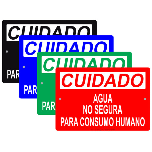 Cuidado Agua No Segura Para Consumo Humano Aluminum Metal Sign Plate