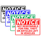 Notice Not Responsible For Fire Theft Or Articles Left In Vehicles Aluminum Metal Sign Plate