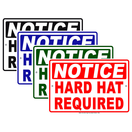Notice Hard Hat Required Safety Danger Alert Caution Works Aluminum Metal Sign Plate