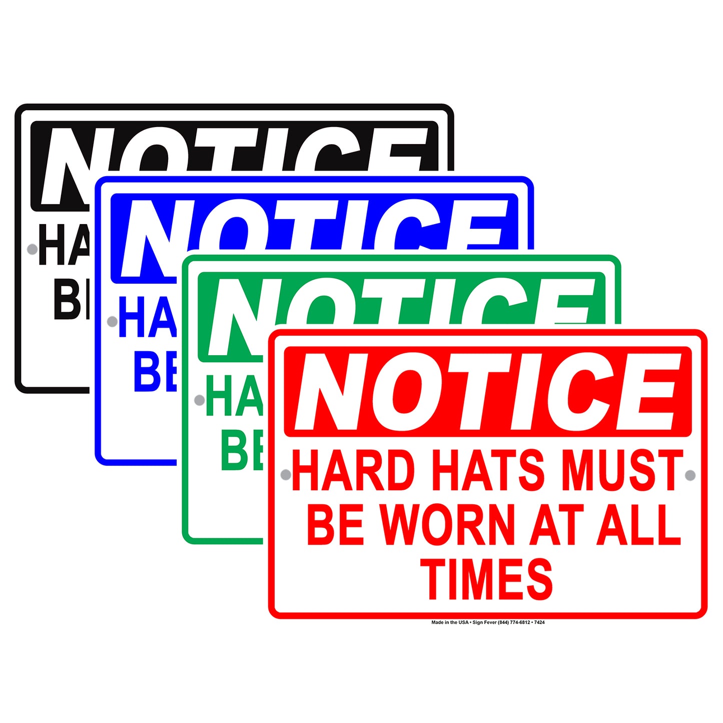 Notice Hard Hats Mut Be Worn At All Times Danger Safety Alert Warning Aluminum Metal Sign Plate