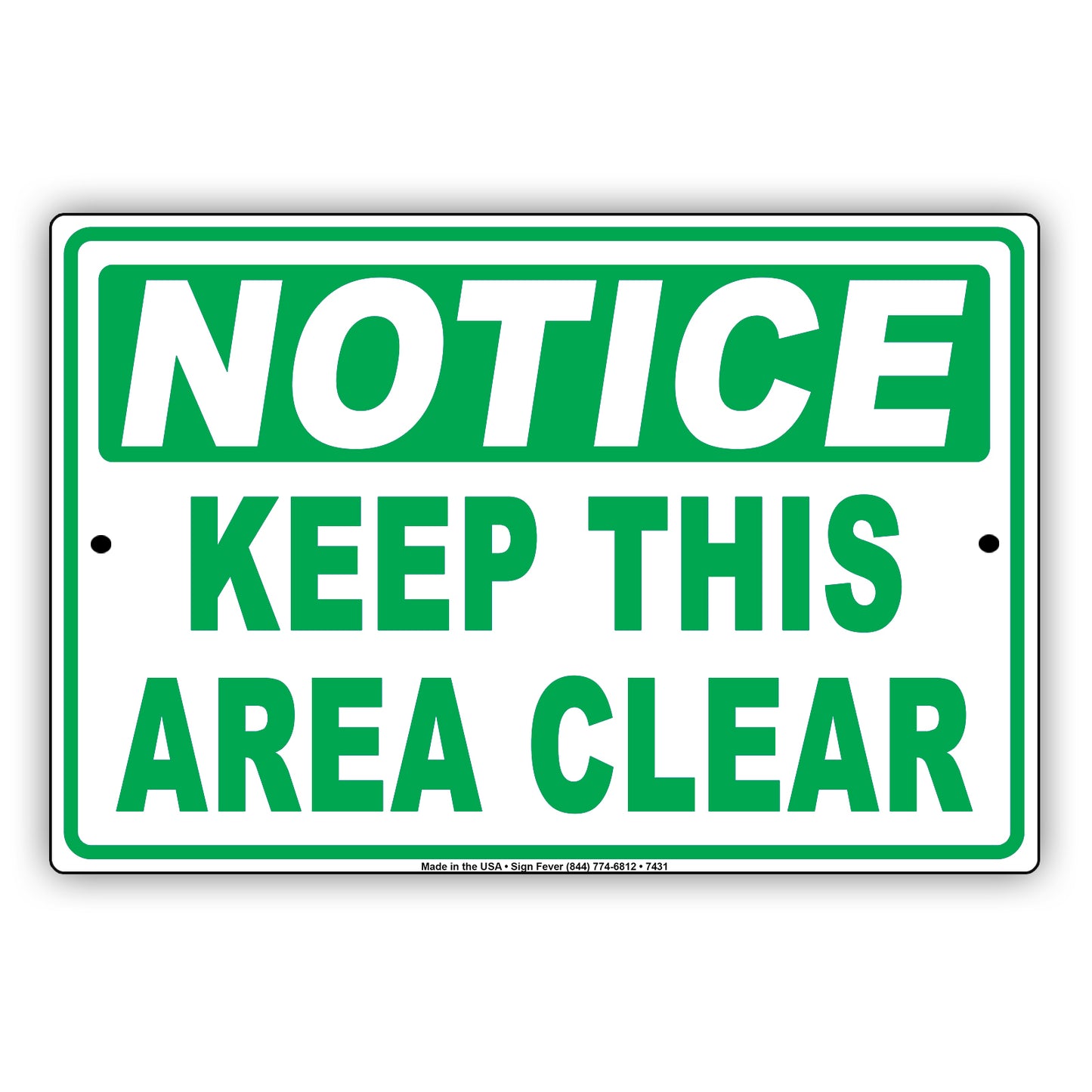 Notice Keep This Area Clear Do Not Enter No Trespassing Aluminum Metal Sign Plate