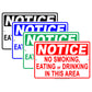 Notice No Smoking Eating Or Drinking In This Area Surveillance Restriction Aluminum Metal Sign Plate