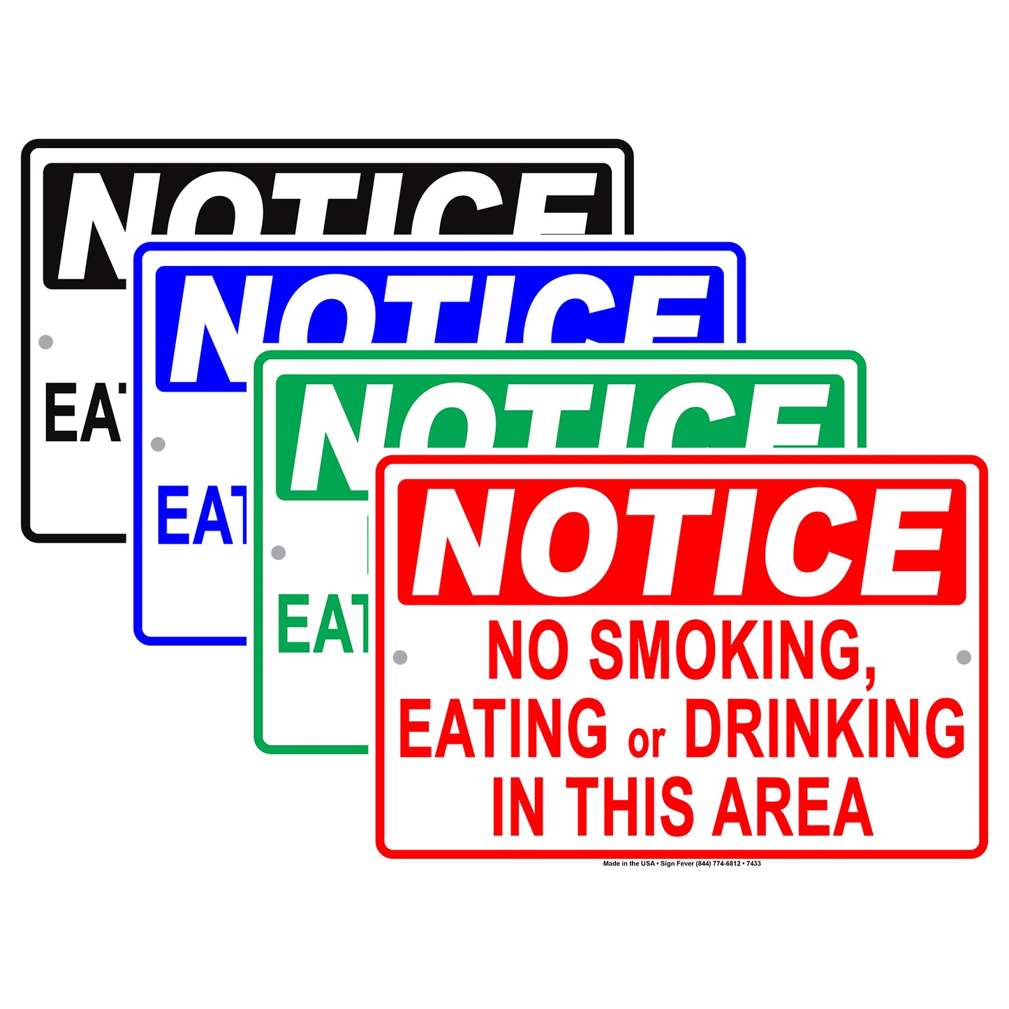 Notice No Smoking Eating Or Drinking In This Area Surveillance Restriction Aluminum Metal Sign Plate