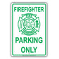 Firefighter Parking Only Fire Department Rescue Squad Emergency Reserved Parking Aluminum Metal Sign Plate