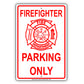Firefighter Parking Only Fire Department Rescue Squad Emergency Reserved Parking Aluminum Metal Sign Plate