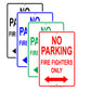 No Parking Firefighters Only Fire Department Rescue Squad Emergency Reserved Parking Aluminum Metal Sign Plate